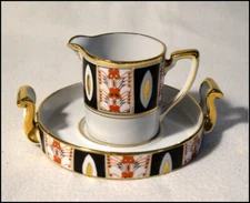 Noritake Art Deco Era Cream and Sugar Set Imari Design & Gold Accents #A173
