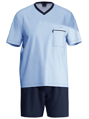 Ammann Schlafanzug kurz Nightwear 404708 Gr. 48-58 in Hellblaumelange