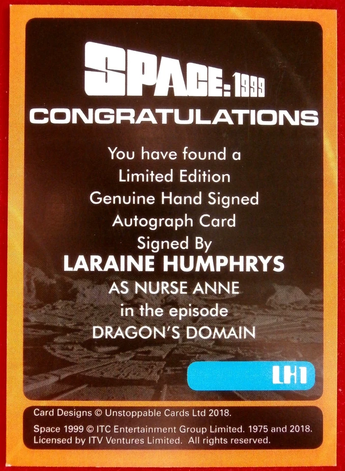 SPACE 1999 - LARAINE HUMPHRYS as Nurse Anne - Personally Signed Autograph Card - Image 2 of 2