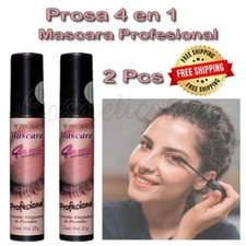 2 Pcs PROSA Eyelash MASCARA PROFESIONAL 4 en 1. Luzca Pestañas Largas y Gruesas
