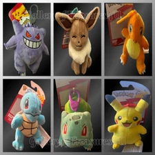 Pokemon Plush Clip On Gengar Pikachu Bulbasaur Charmander Eevee OR Squirtle 5"