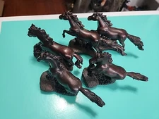 5 Wild Running Gallop Horses Beautiful Resin Statues Sculpture 5" - 5.5" Damaged