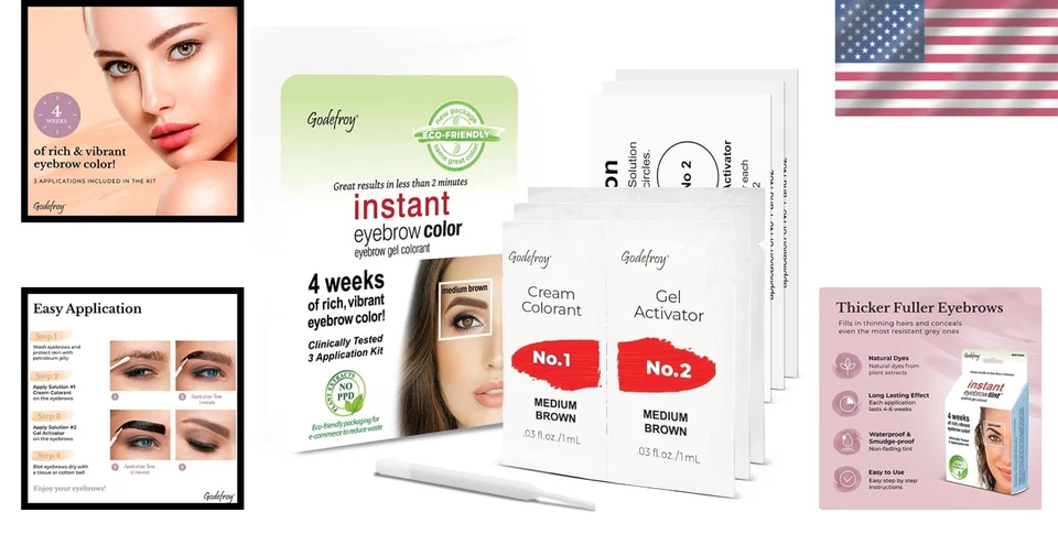 Unveil Radiance with Medium Brown Instant Eyebrow Dye - Lasts 12 Weeks - Image 2 of 4