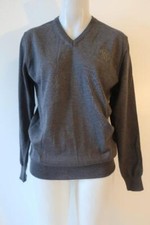 Mens Roberto Cavalli Charcoal Gray Knit V-Neck Wool Sweater L