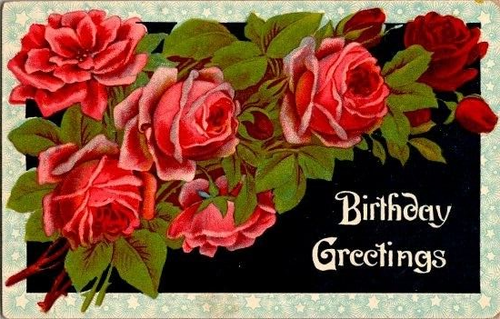 Postcard Birthday Greetings Red Roses Divided Back, Postmarked 1914 - 第 1/2 張圖片