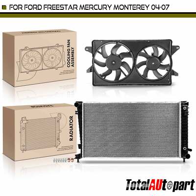New Radiator & Dual Cooling Fan Assy Kit for Ford Freestar Mercury Monterey 4.2L