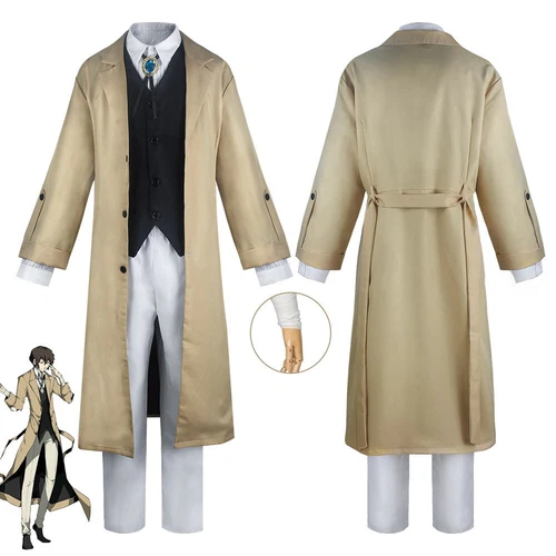 Bungo Stray Dogs Season 3 Osamu Dazai Men Cosplay Costume Halloween Outfit Wig - Picture 27 of 43