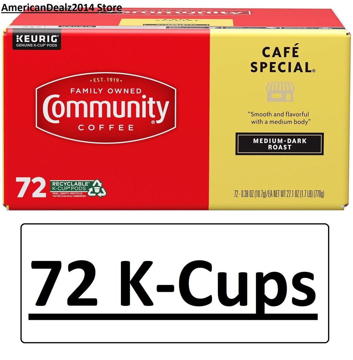 Community Coffee Single Serve Keurig K-Cups, Cafe Special (72 Ct