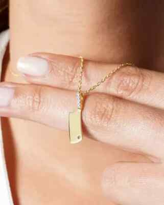 Chef Knife Pendant Necklace 14K Yellow Gold Plated Moissanite 0.80Ct Round Cut