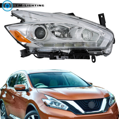 For 2017 Nissan Murano Passenger Side Chrome Halogen LED DRL Headlight Headlamp