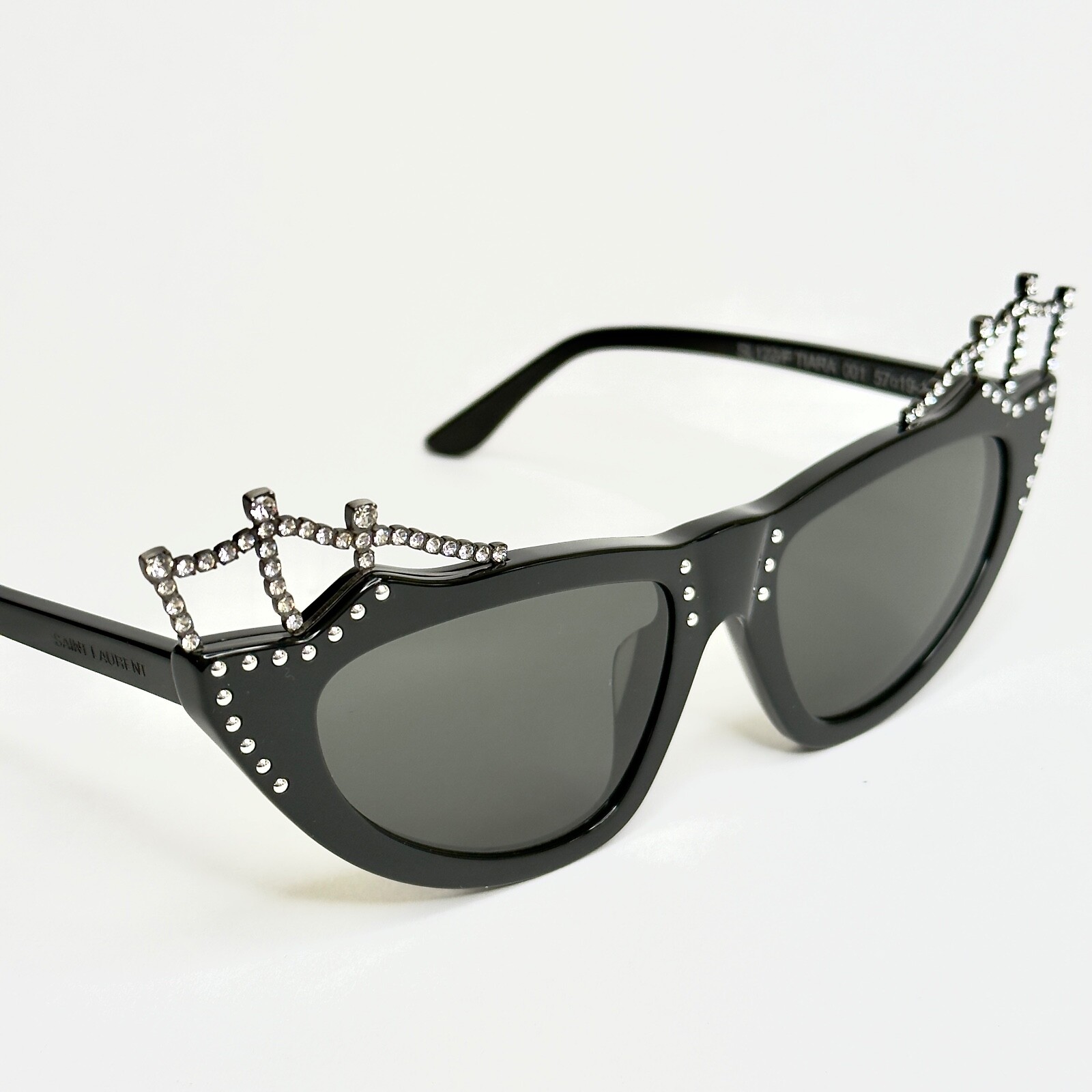 Occhiali da sole SAINT LAURENT TIARA SL122 Bat borchia cristallo occhio di gatto pipistrello nero SL 122