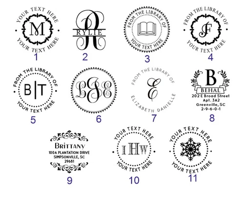 Custom From The Library of - Monogram- Address Embosser-Hand Held Book Embosser