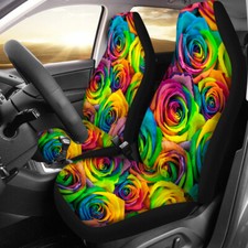 Rose Trendy Floal Car Seat Covers For Women Girls Front Seat Protector Set Of 2 Rose Trendy Floal Car Seat Covers For Women Girls Front Seat Protector Set Of 2