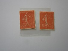 48-Paire de N°199 semeuse lignée 50c rouge, neufs 1926