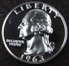 1963 Washington Quarter PR Proof 90% Silver Coin US Mint 25C