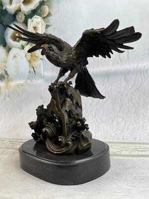 Eagle On Waves Echte 100% Bronze Statue Skulptur Figur Kunst Deco Dekor