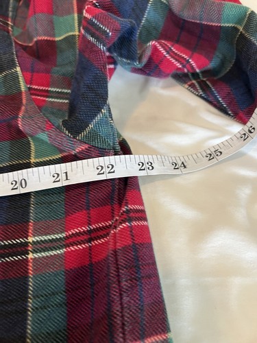 Vintage Lands End Polo Long Sleeve Shirt Mens M 38-40 Red Green Plaid - Picture 10 of 11