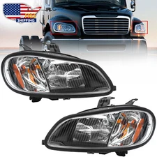 Headlights Headlamps Left & Right Pair Set For 02-18 Freightliner M-2 M2 Black