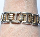 VTG Monet Geometric Bi-tone Bracelet Signed Boho Costume Estate Jewelry 7.5"