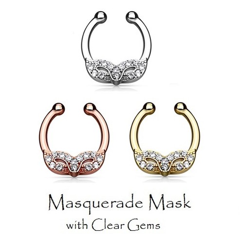Fake Septum Ring - 200+ Designs/Colours Clip-On Gem Nose Hoop Indian Non-Pierced - Picture 42 of 44