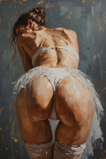 Panty Flash Ballerina  (EXCLUSIVE ONE OFF) Original Canvas Art Print 16"x24"