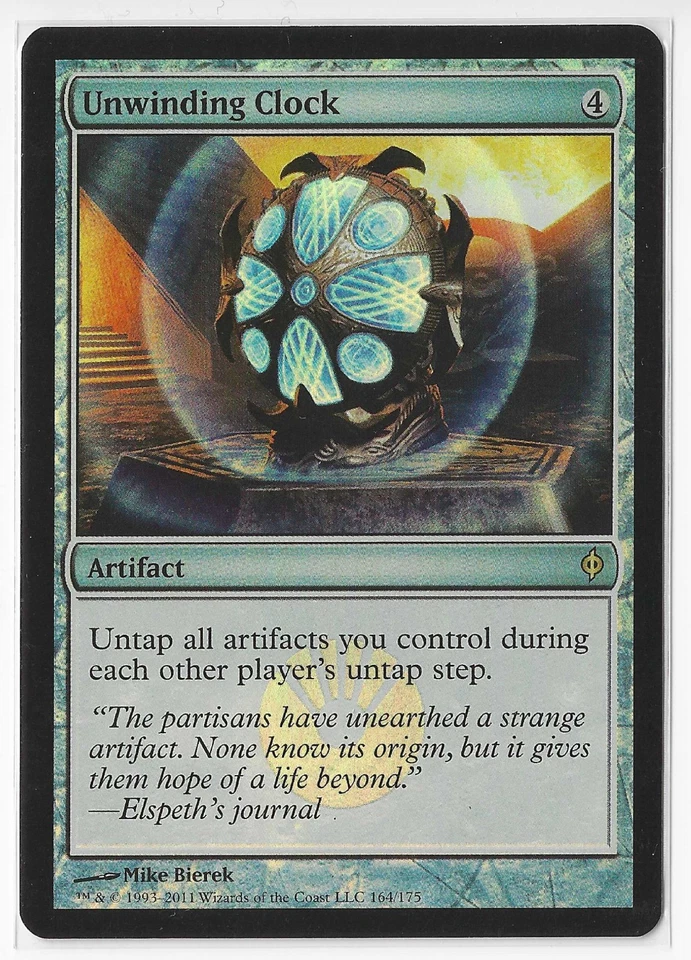 MTG FOIL "Unwinding Clock" New Phyrexia NPH #164 NM - Free Shipping - Image 2 of 3