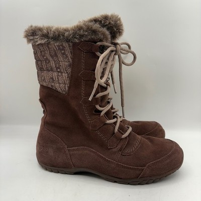 The North Face Womens Nuptse Purna II Brown Waterproof Suede Winter Boots Size 8