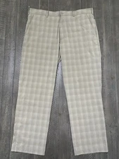 Nike Golf Dri Fit Pants Mens 40x32 Brown Plaid Check Tech Performance Light