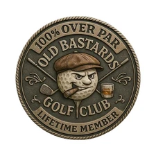 10pcs Over Par Old Bastards Golf Coin, Funny Golf Challenge Coin Whiskey Design