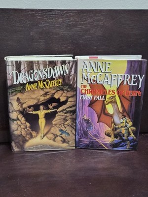 Anne McCaffrey DRAGONSDAWN + FIRST FALL 1988 Pern 1st Ed 1st Print Lot HCDJ VG