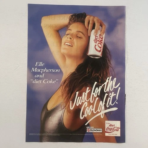Diet Coke Elle Macpherson Magazine Advertisement ~ Vintage 1988 PRINT AD 80s