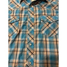 Wrangler Mens Western Cowboy Rancher Pearl Snap Shirt Plaid Short Sleeve XL