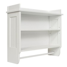 Redmon Contemporary Country Floating Wooden Wall Shelf with Towel Bar Open Box 