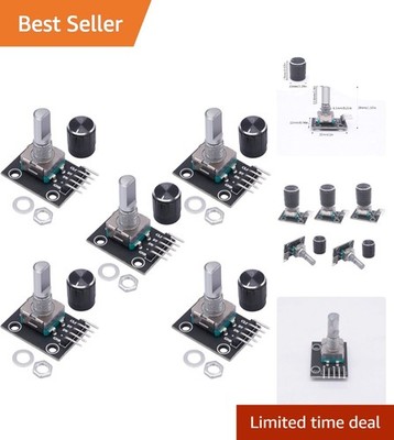 5Pcs Rotary Encoder Modules with Knobs 15x16.5mm for Electronics Projects