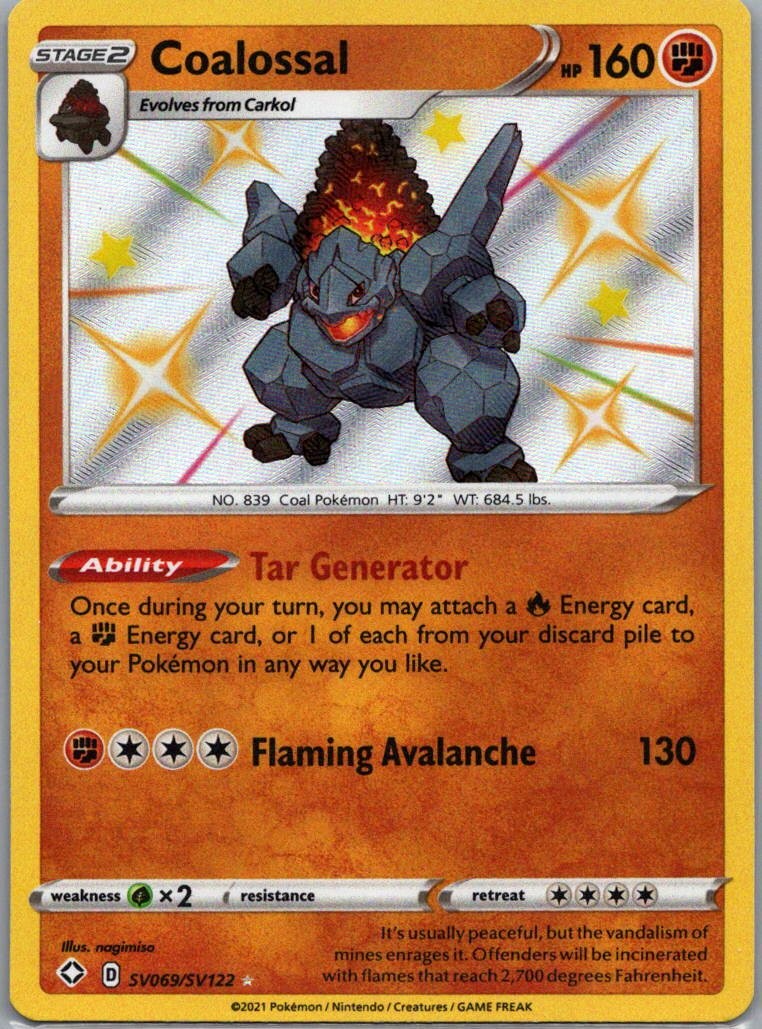 Coalossal Shiny Holo Rare Shining Fates: Shiny Vault SV069/SV122 NM