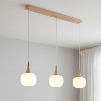 Pendelleuchte Esszimmer Skandinavisch Glas Holz 97 Cm E14 HäNgelampe Blendarm