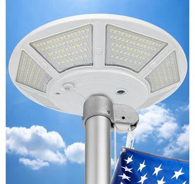 RAYSLIT Solar Flag Pole Light   + DC Backup, 440 LEDs, Waterproof White 