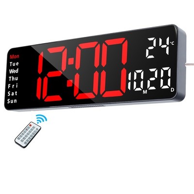 Lafocuse 13 Inch Silent Digital Wall Clock Red Large Display with Date Week T...