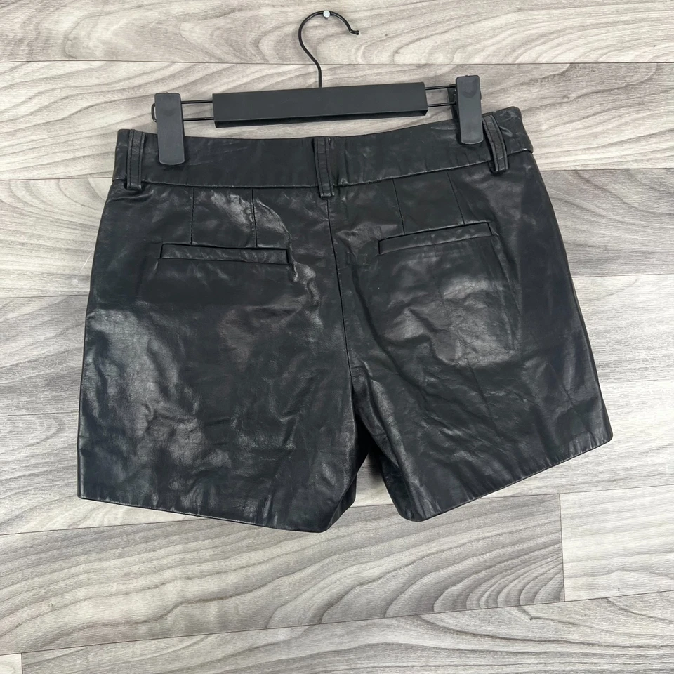 Pantalones Cortos Gianni Bini Para Mujer XS Negro Cuero Genuino Tiro Medio 3" Entrepierna Festival Foto 2 de 4