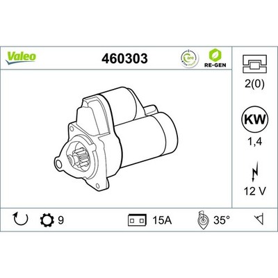 Anlasser Starter 12 V 1,4 kW 9 Zähne VALEO für u.a. SAAB 900