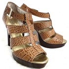 MICHAEL Michael Kors Tan Croc-Embossed Platform High Heel Sandals 9.5 — photo 2