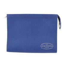 LOUIS VUITTON Pochette Voyage MM M30399 Taiga Leather Cobalt Blue Clutch Bag