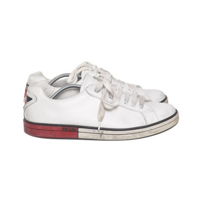 Prada, Sneaker, Größe: 41 1/2, Weiß/Rot/Schwarz, Herren #0x4