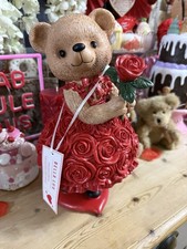 Valentines teddy Bear In A Red Rose Dress Holding A SingleRedRose BNWT ornament 