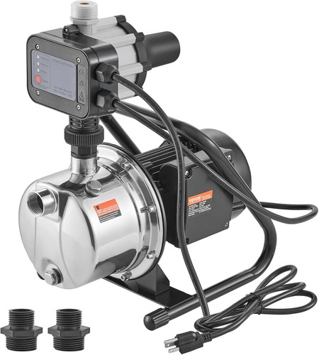 VEVOR Flachbrunnenpumpe tragbare Jetpumpe mit automatischer Steuerung 1 PS 23 GPM 145ft 