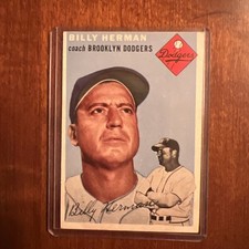 Billy Herman #86 1954 Topps Brooklyn Dodgers Baseball Card MLB EX