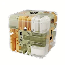 3D Maze Cube Puzzle - Six-Sided Transparent Magic Cube Brain Teaser Game 3x3