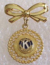 Vintage Kiwanis International Member Ladies Bow Brooch / Lapel Pin - Nice!