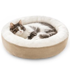 Round Donut Cat and Dog Cushion Bed, 20in Pet Bed for Cats or Small Dogs, Ant...