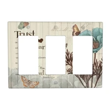 Vintage Daisyfloral Flower 3 Gang Rocker Light Switch Plate biblical maxim Tr...